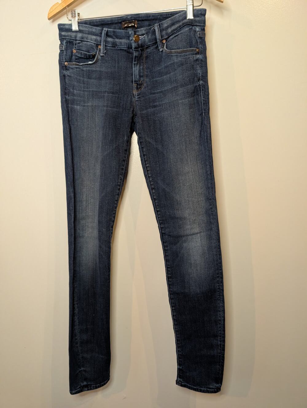 MOTHER Womens 29 The Looker Skinny Jeans Deja Vu Dark Wash Mid Rise Stretch USA